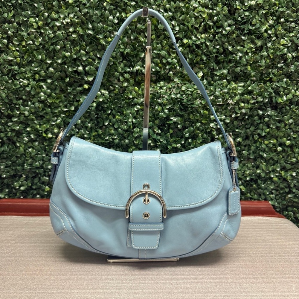 Coach Vintage Y2K SOHO Flap Shoulder Bag Light Blue